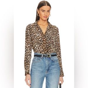Equipment Underground Leopard Printed Slim Signature Blouse in Natural